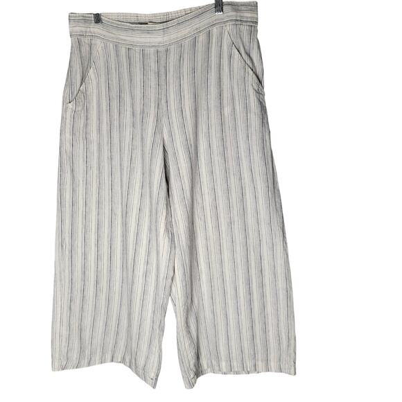 Max Studio Wide Leg Linen Cotton Pants Size XL Blue Casual Chic Summer Coastal - Picture 1 of 9